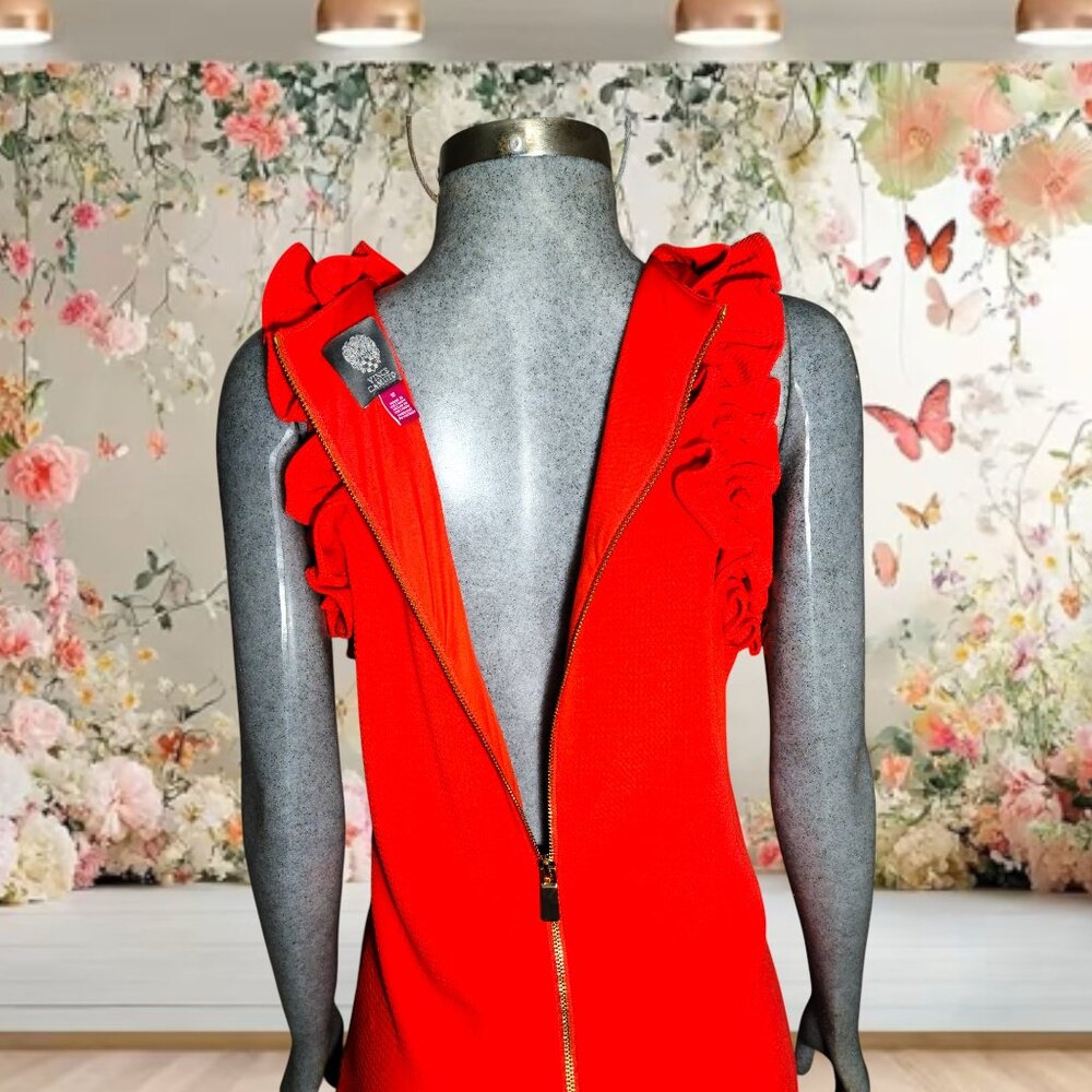 Vince Camuto Women's Orange Mini Sheath Sleeveless Dress Size 10 - Picture 3 of 7